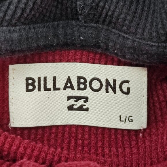 Billabong knit hoodie pull over men's size L maroon & black long sleeve - Picture 4 of 11